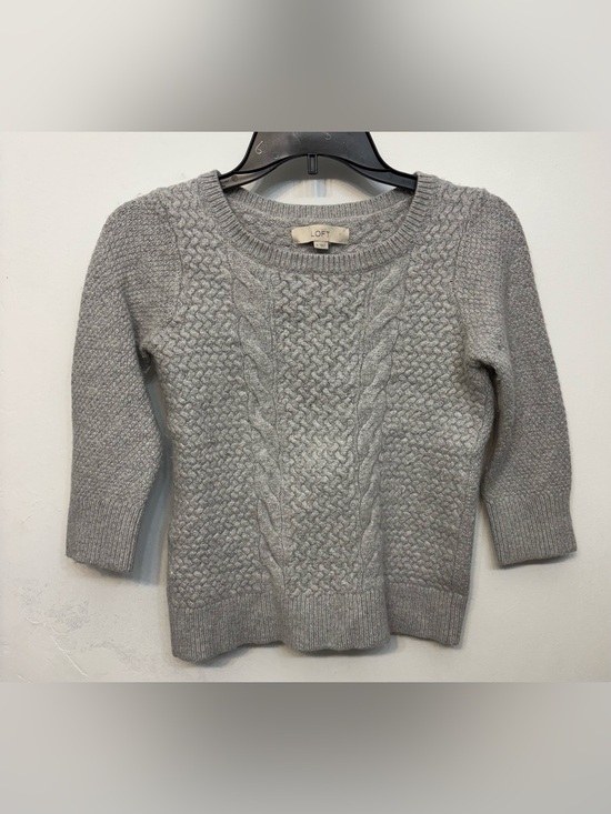 LOFT Sweaters - Ann Taylor Loft Gray 3/4 Sleeve Cable Knit Sweater Woman’s Size Small